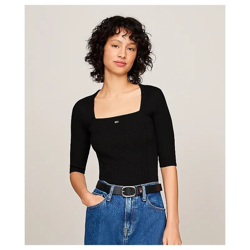 PULLOVER SLIM FIT A MEZZE MANICHE TOMMY JEANS- Maglieria