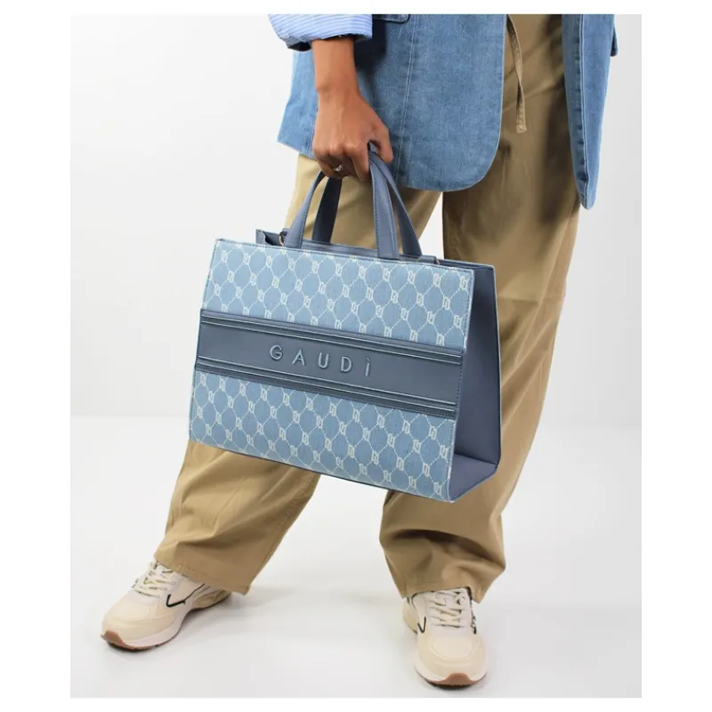 SHOPPING BAG IN DENIM E STRASS GAUDI'- Accessori