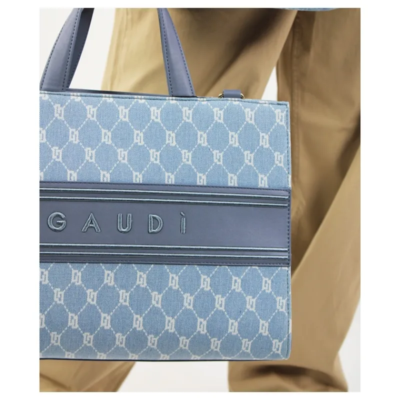 SHOPPING BAG IN DENIM E STRASS GAUDI'- Accessori