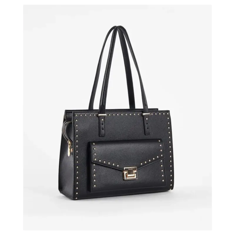 shopping_bag_nera_con_bor_2.webp SHOPPING BAG NERA CON BORCHIE GAUDI'- Accessori
