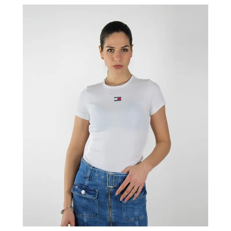 T-SHIRT A COSTE CON BADGE TOMMY JEANS- T-shirt & Top