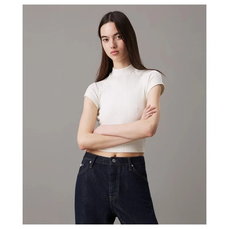T-SHIRT A COSTINE TESTURIZZATA CALVIN KLEIN- T-shirt & Top