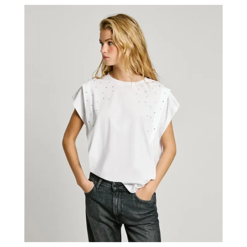 T-SHIRT CON DETTAGLI DI STRASS PEPE JEANS- T-shirt & Top
