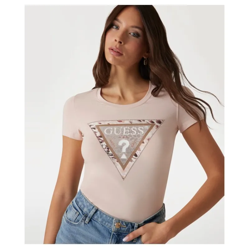 T-SHIRT CON LOGO ANIMALIER GUESS- T-shirt & Top