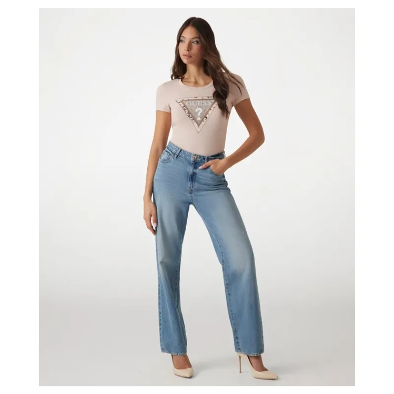 T-SHIRT CON LOGO ANIMALIER GUESS- T-shirt & Top