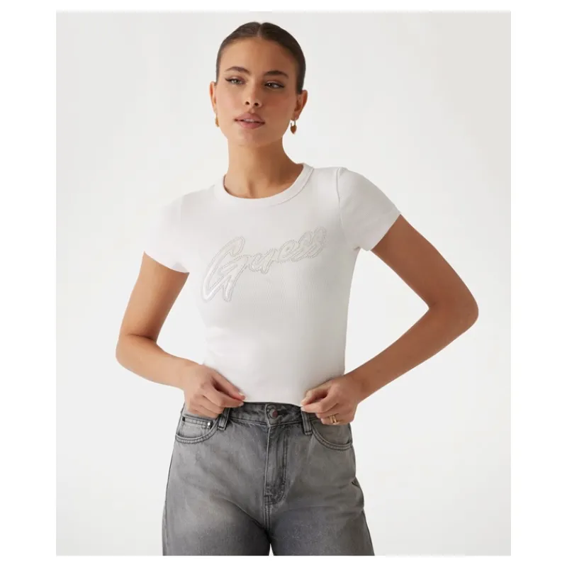 T-SHIRT CON LOGO CON BORCHIE GUESS- T-shirt & Top