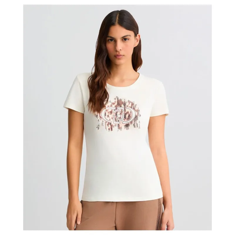 T-SHIRT CON LOGO CON STRASS LIU°JO- T-shirt & Top