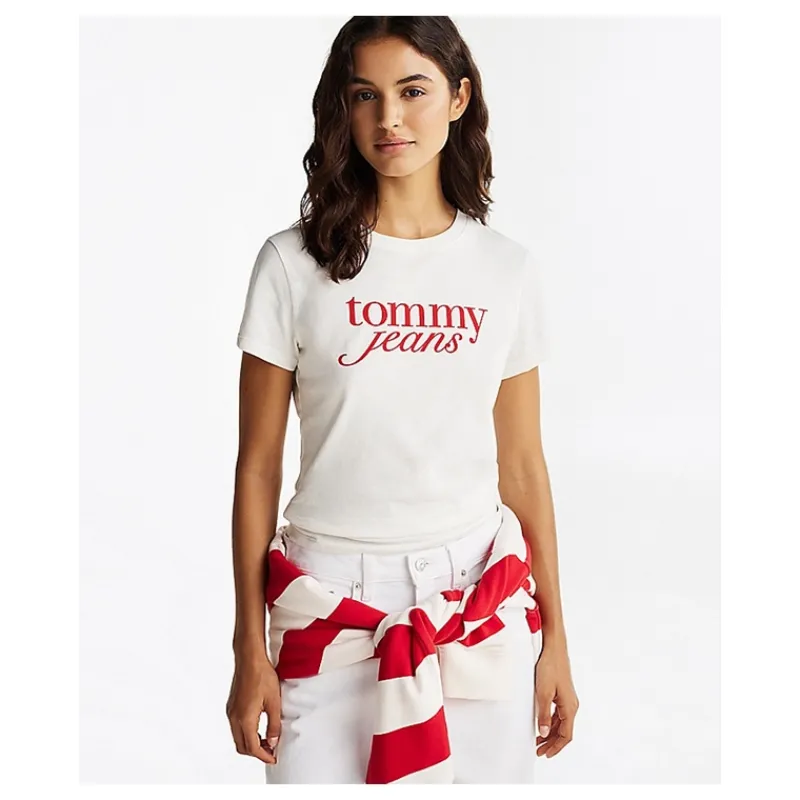 T-SHIRT CON LOGO CORSIVO TOMMY JEANS- T-shirt & Top