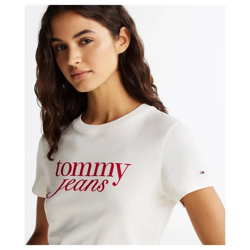 T-SHIRT CON LOGO CORSIVO TOMMY JEANS- T-shirt & Top