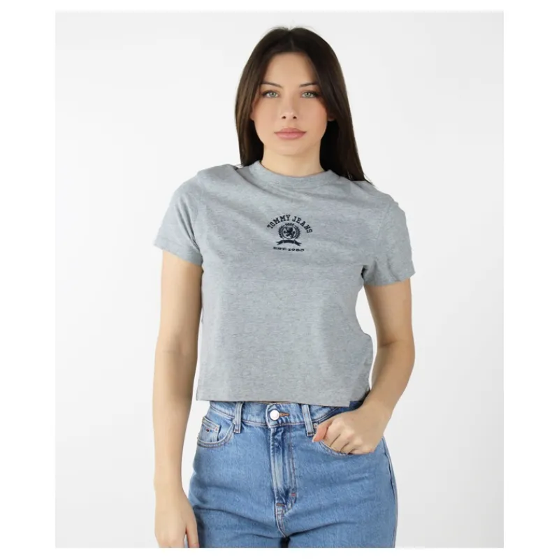 T-SHIRT CON LOGO RICAMATO SUL PETTO TOMMY JEANS- T-shirt & Top