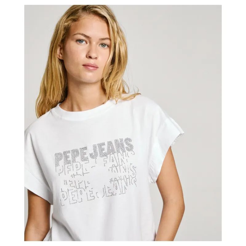 T-SHIRT CON LOGO STRASS PEPE JEANS- T-shirt & Top