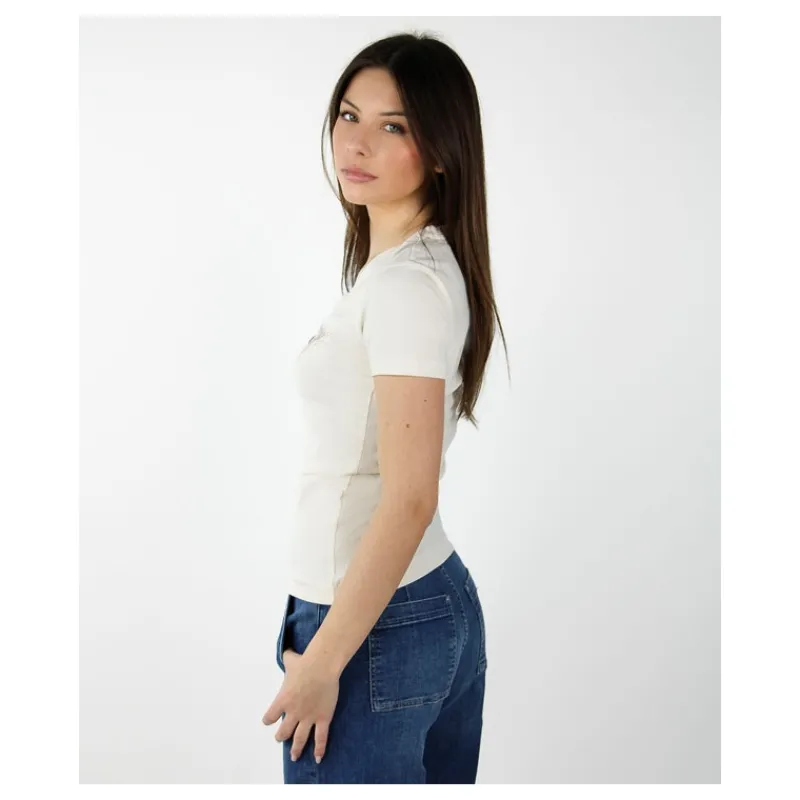 tshirt_con_logo_triangolo_2.webp T-SHIRT CON LOGO TRIANGOLO E STRASS GUESS- T-shirt & Top
