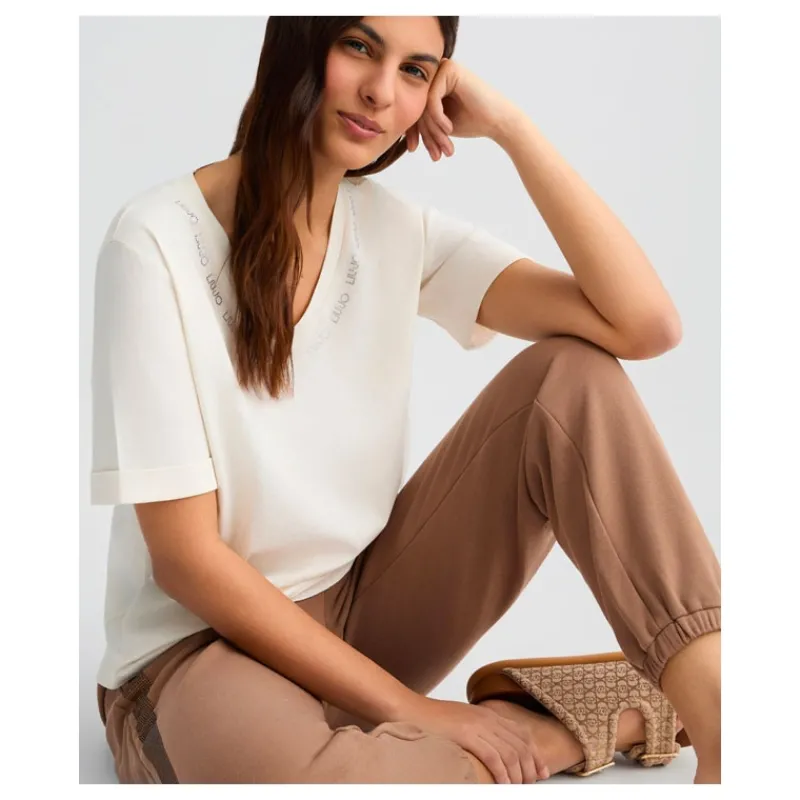 tshirt_con_scollo_a_v_e_s_4.webp T-SHIRT CON SCOLLO A V E STRASS LIU°JO- T-shirt & Top