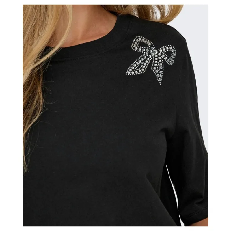 T-SHIRT COTONE CON STRASS ONLY- T-shirt & Top