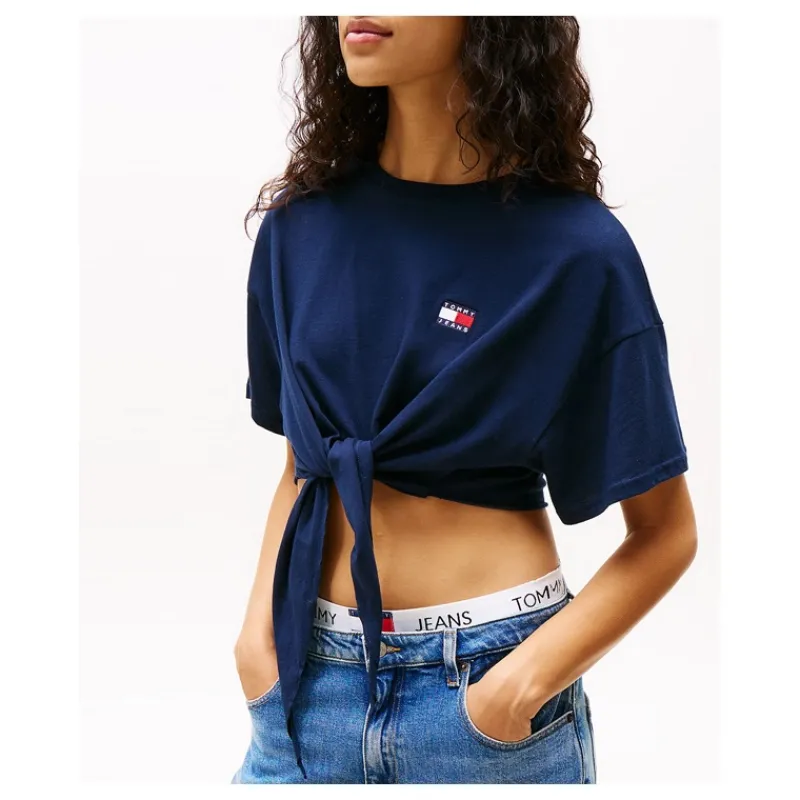 T-SHIRT CROP CON NODO E DISTINTIVO TOMMY JEANS- T-shirt & Top