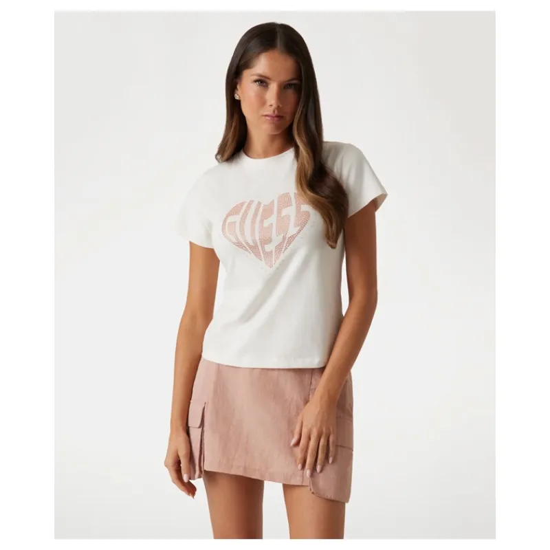 T-SHIRT CUORE STRASS GUESS- T-shirt & Top