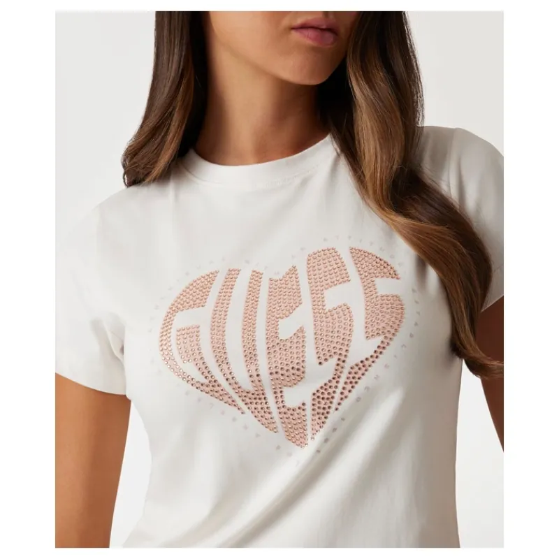 T-SHIRT CUORE STRASS GUESS- T-shirt & Top