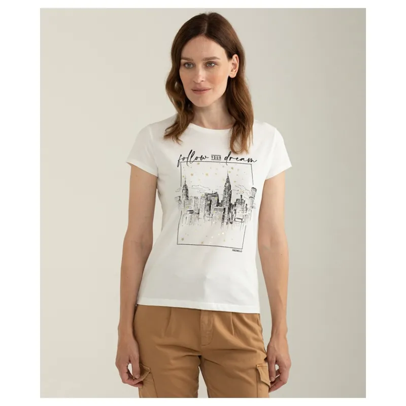 T-SHIRT GIROCOLLO CON GRAFICA FRONTALE FREDMELLO- T-shirt & Top