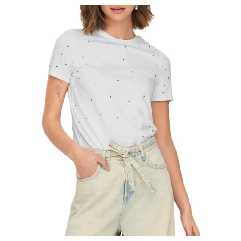 T-SHIRT IN COTONE CON STRASS ONLY- T-shirt & Top
