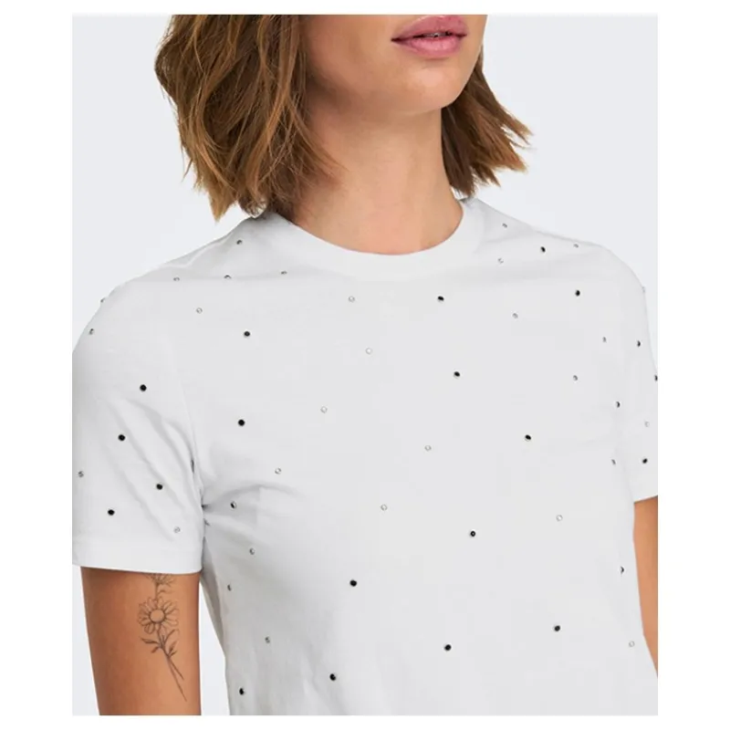 T-SHIRT IN COTONE CON STRASS ONLY- T-shirt & Top