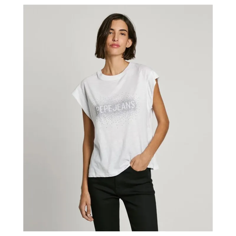 T-SHIRT LOGO STRASS BOXY FIT PEPE JEANS- T-shirt & Top