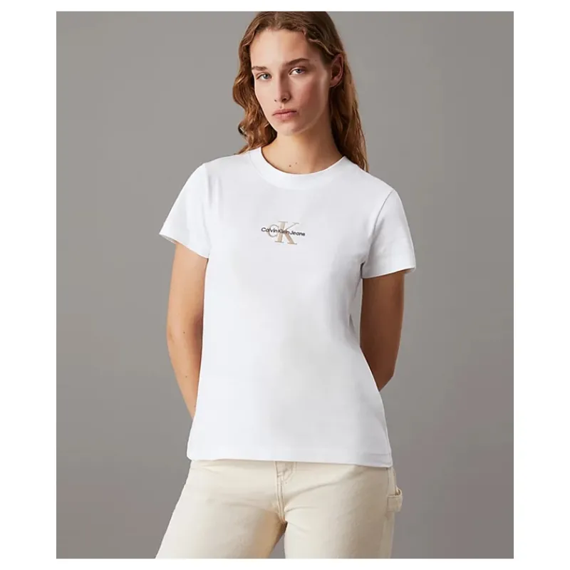 T-SHIRT SLIM CON MONOGRAMMA SUL PETTO CALVIN KLEIN JEANS- T-shirt & Top