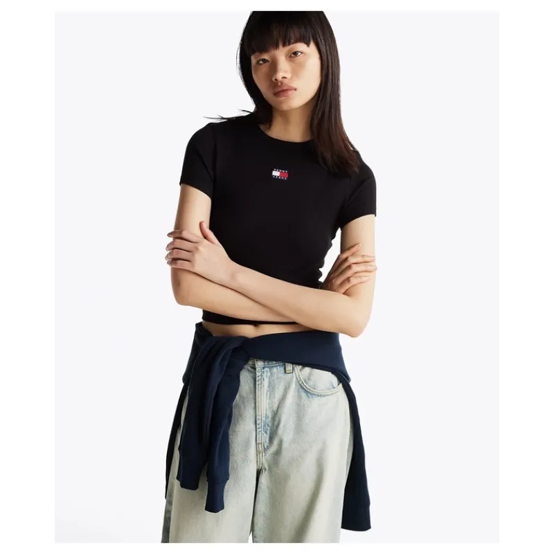 T-SHIRT SLIM FIT A COSTE CON DISTINTIVO TOMMY JEANS- T-shirt & Top