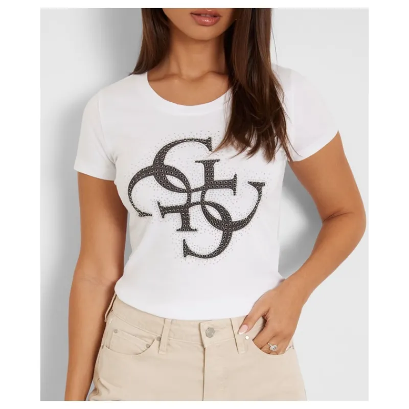 T-SHIRT STRETCH LOGO FRONTALE GUESS- T-shirt & Top