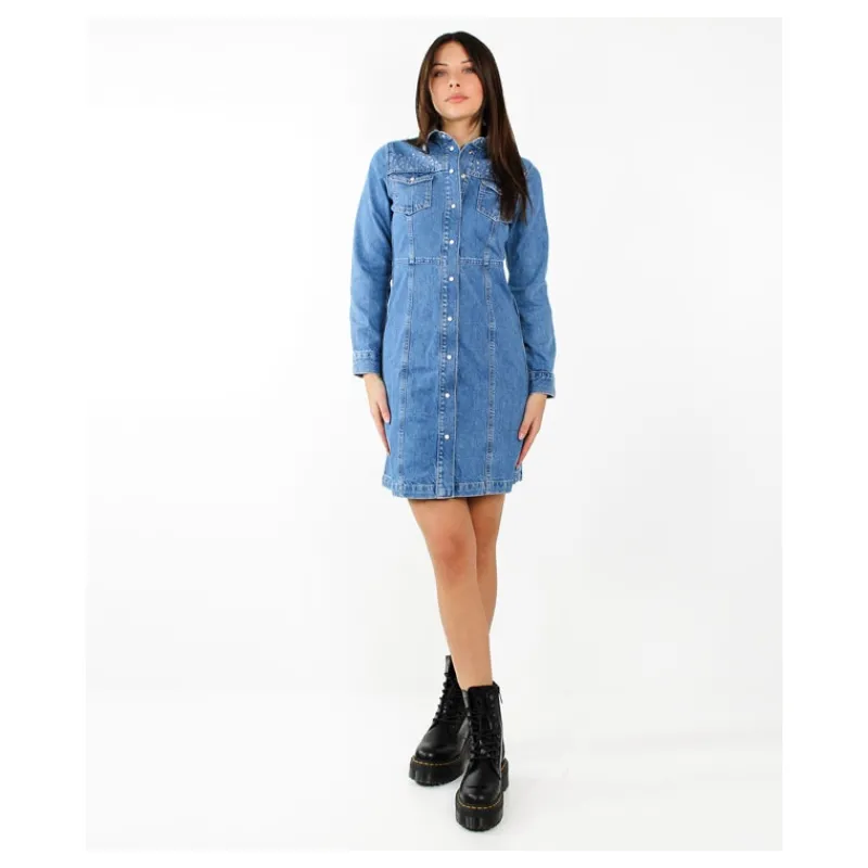 VESTITO CORTO IN DENIM CON STRASS PEPE JEANS- Vestiti E Tute