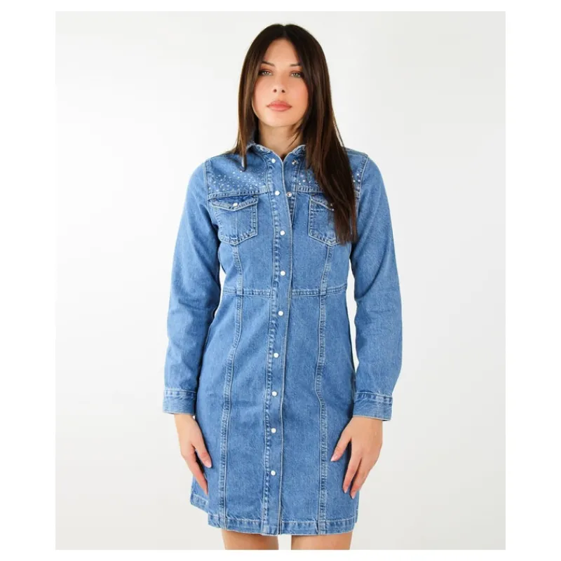 VESTITO CORTO IN DENIM CON STRASS PEPE JEANS- Vestiti E Tute